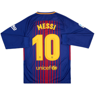 Camiseta de local de manga larga del Barcelona 2017-18 Messi #10 - 8/10 - (S)