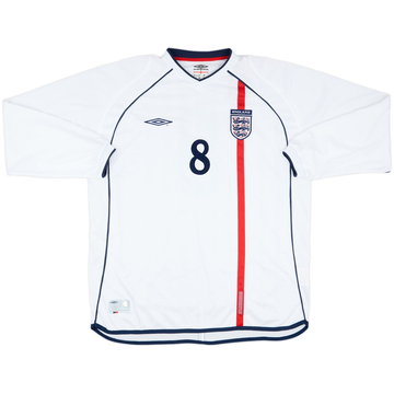 2001-02 England Match Issue Home L/S Shirt #8