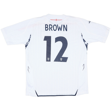 2007 England Match Worn Home Shirt Brown #12 (v Germany)