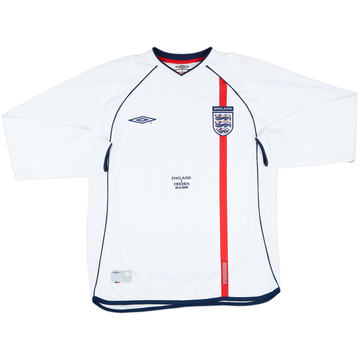 2001 England Match Issue Home L/S Shirt Owen (v Sweden)