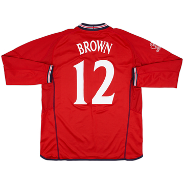 2002 England Match Issue World Cup Away L/S Shirt Brown #12 (v Nigeria)