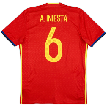 2016-17 Spain Home Shirt A. Iniesta #6 - 8/10 - (S)