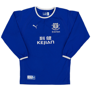 2003-04 Everton Home L/S Shirt - 9/10 - (XS.Boys)