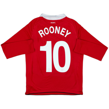 2010-11 Manchester United Home L/S Shirt Rooney #10 - 6/10 - (XL.Boys)
