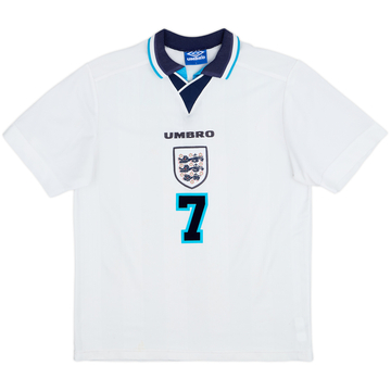 1995-97 England Home Shirt Beckham #7 - 6/10 - (L)