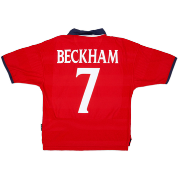 1999-01 England Away Shirt Beckham #7 - 8/10 - (Y)