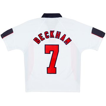 1997-99 England Home Shirt Beckham #7 - 8/10 - (Y)