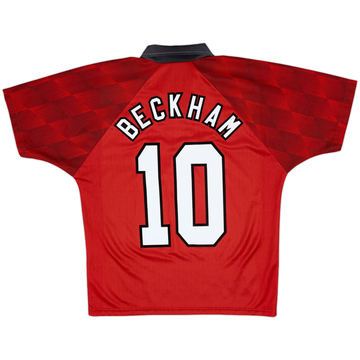 1996-98 Manchester United Home Shirt Beckham #10 - 9/10 - (Y)