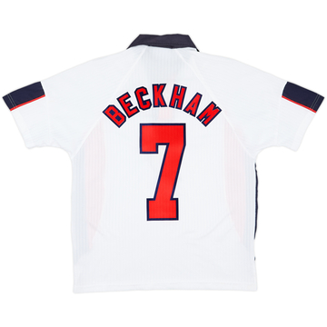 1997-99 England Home Shirt Beckham #7 - 8/10 - (Y)