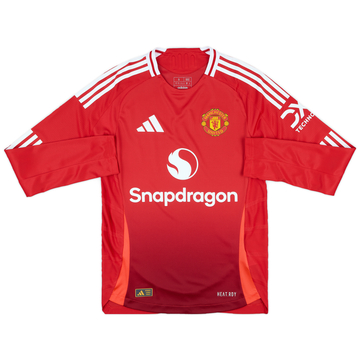 2024-25 Manchester United Player Issue Home L/S Shirt - As New- (S)
