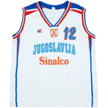 2002 Yugoslavia Divac #12 Champion Home Jersey - 9/10 - (XL)