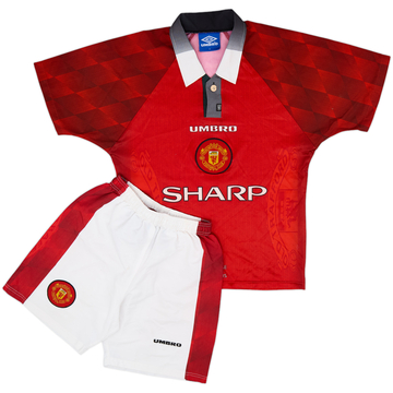 1996-98 Manchester United Home Shirt & Shorts - 8/10 - (Y)