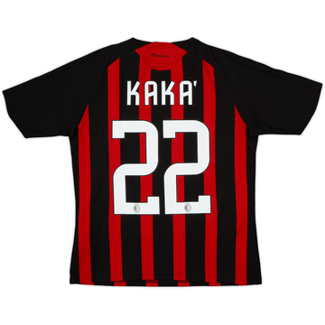 2007-08 AC Milan Home Shirt Kaka #22 - 7/10 - (Women's M)