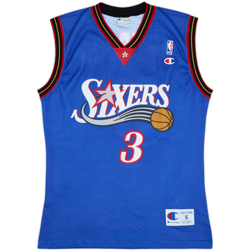 1999-00 Philadelphia 76ers Iverson #3 Champion Alternate Jersey - 9/10 - (S)