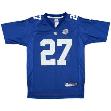 2008 New York Giants Jacobs #27 Super Bowl XLII Reebok On Field Home Jersey - 7/10 - (L.Boys)