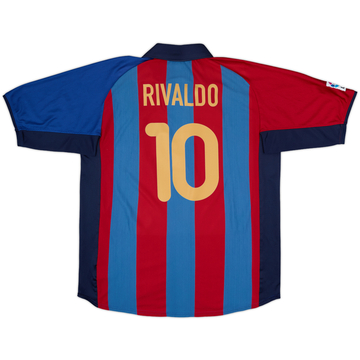 【希少】F.C バルセロナ　RIVALDO No.10 半袖　ヴィンテージ 1998-00 Barcelona Home Shirt Rivaldo #11 - 6/10 - (XL)