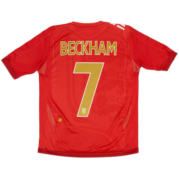 2004-06 England Away L/S Shirt Beckham #7 - 6/10 - (XL.Boys)