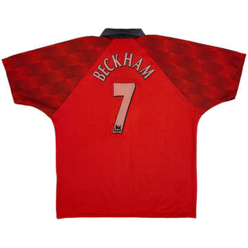 マンチェスター・ユナイテッド シャツ 96 BECKHAM 10 1996-98 Manchester United Home Shirt Beckham #10 - 10/10 - (XL)