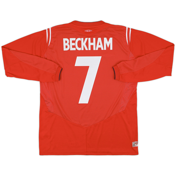 ウェア England Away 2004 #7 Beckham Longsleeve 2004-06 England Away L/S Shirt Beckham #7 - 9/10 - (L)