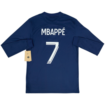 2022-23 Paris Saint-Germain Home L/S Shirt Mbappe #7 (M)