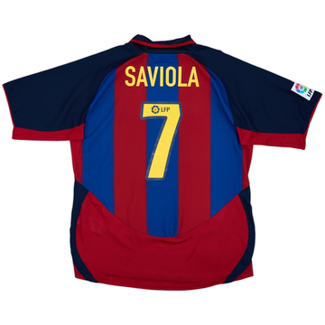 2001-02 Barcelona Home Shirt Saviola #7 - 5/10 - (XL)
