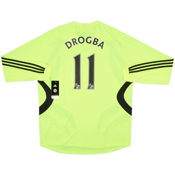 Camiseta de visitante versión jugador L/S del Chelsea 2007-08 Drogba #11 (XL)