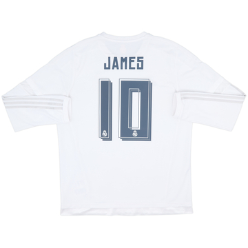 Camiseta de local del Real Madrid 2015-16 de manga larga James #10 - 8/10 - (XL)