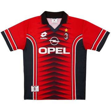 Milan A.C. Lotto シャツ Lサイズ 赤黒 AC Milan 1995 - 1996 Home football Lotto long sleeve jersey