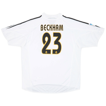 2004-05 Real Madrid Home L/S Shirt Beckham #23 - 8/10 - (XL)