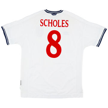 1999-01 England Home L/S Shirt Scholes #8 - 8/10 - (XL)