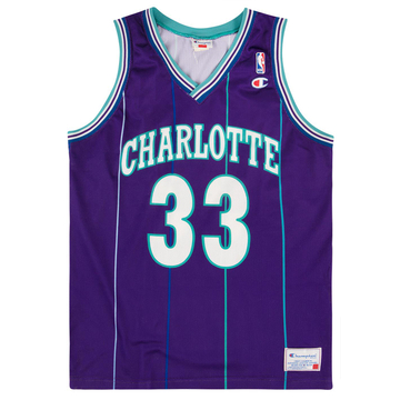 1994 95 Charlotte Hornets Mourning 33 Champion Alternate Jersey Excellent S