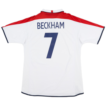 2003-05 England Home L/S Shirt Beckham #7 - 6/10 - (XL)