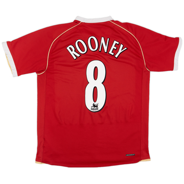 2006-07 Manchester United Home L/S Shirt Rooney #8 - 8/10 - (S)
