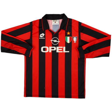 1995-96 AC Milan Basic Home L/S Shirt #9 - 10/10 - (XL.Boys)