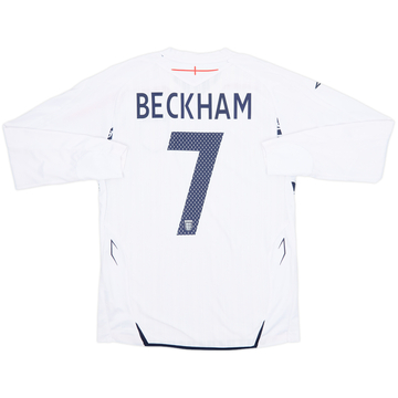 2007-09 England Home L/S Shirt Beckham #7 - 6/10 - (S)