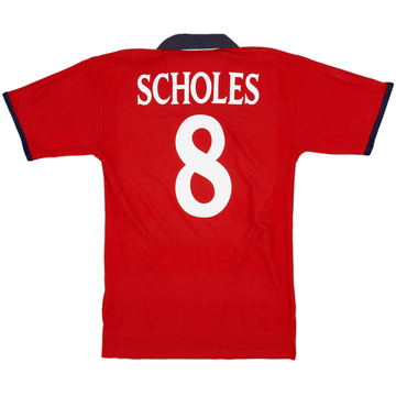 【99/01 Umbro England home Scholes #8】 1999-01 England Home Shirt Scholes #8 - 9/10