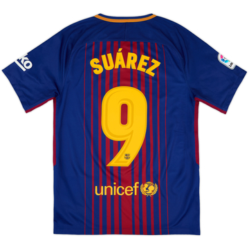 2017-18 Barcelona Home Shirt Suarez #9 - 9/10 - (S)
