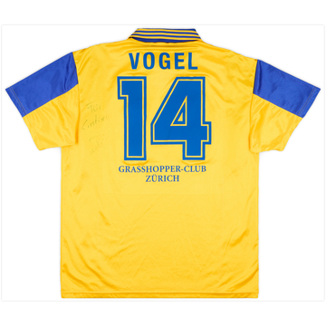1997-98 Grasshoppers Match Issue Signed Away Shirt Vogel #14