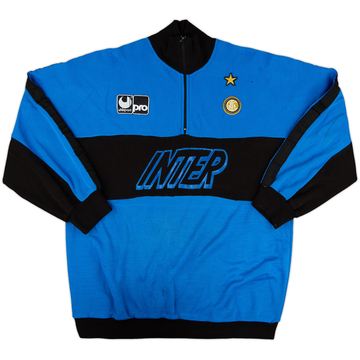 1990-91 Inter Milan Uhlsport 1/4 Zip Sweat Top - 5/10 - (L)