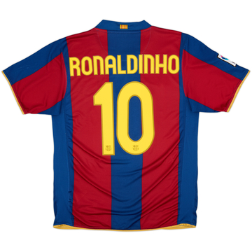 2007-08 Barcelona Home Shirt Ronaldinho #10 - 9/10 - (L)
