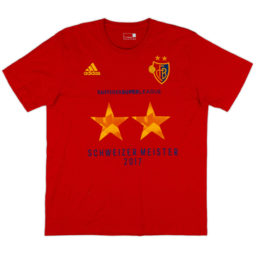 2016-17 FC Basel adidas 'Campeones Suizos' Camiseta de Algodón - 10/10 - (L)