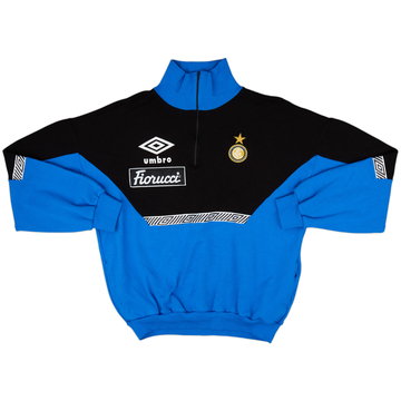 1991-92 Inter Milan Umbro 1/4 Zip Sweat Top - 8/10 - (XL)