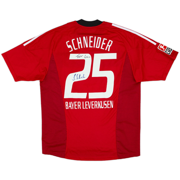 2002-04 Bayer Leverkusen Signed Home Shirt Schneider #25 - 7/10 - (M)
