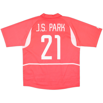 Nike サッカーシャツ 赤 21 J S PARK 2002-03 South Korea Home Shirt J.S.Park #21 - 8/10 - (XL)