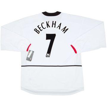 Camiseta de visitante de manga larga del Manchester United 2002-03 Beckham #7 (XXL)