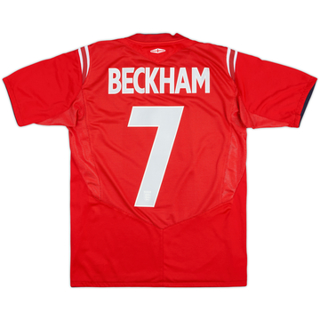 2004-06 England Away L/S Shirt Beckham #7 - 6/10 - (XL.Boys)