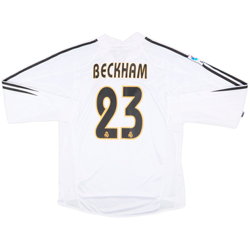 2004-05 Real Madrid Home L/S Shirt Beckham #23 - 8/10 - (XL)