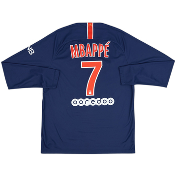Camiseta de local de manga larga del Paris Saint-Germain 2018-19 Mbappe #7 - 10/10 - (L)