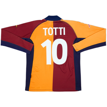 2001-02 Roma Home L/S Shirt Totti #10 - 7/10 - (L)