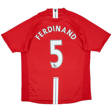 2007-09 Manchester United Home Shirt Ferdinand #5 - 8/10 - (XL.Boys)